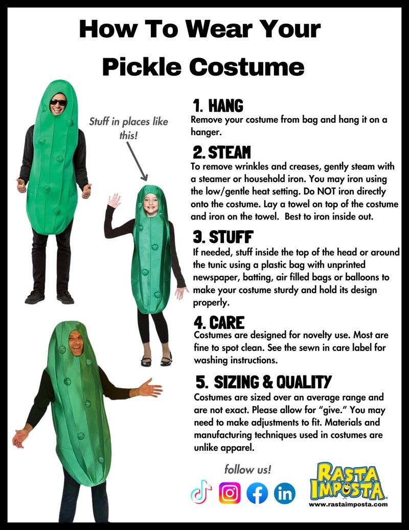 Rasta Imposta Men's Pickle Costume, Green, Adult One Size, (GC6544) - Image 3